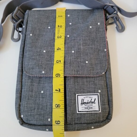 Herschel Pender Unisex Crossbody Bag - Gray with White Polka Dots - Picture 11 of 12